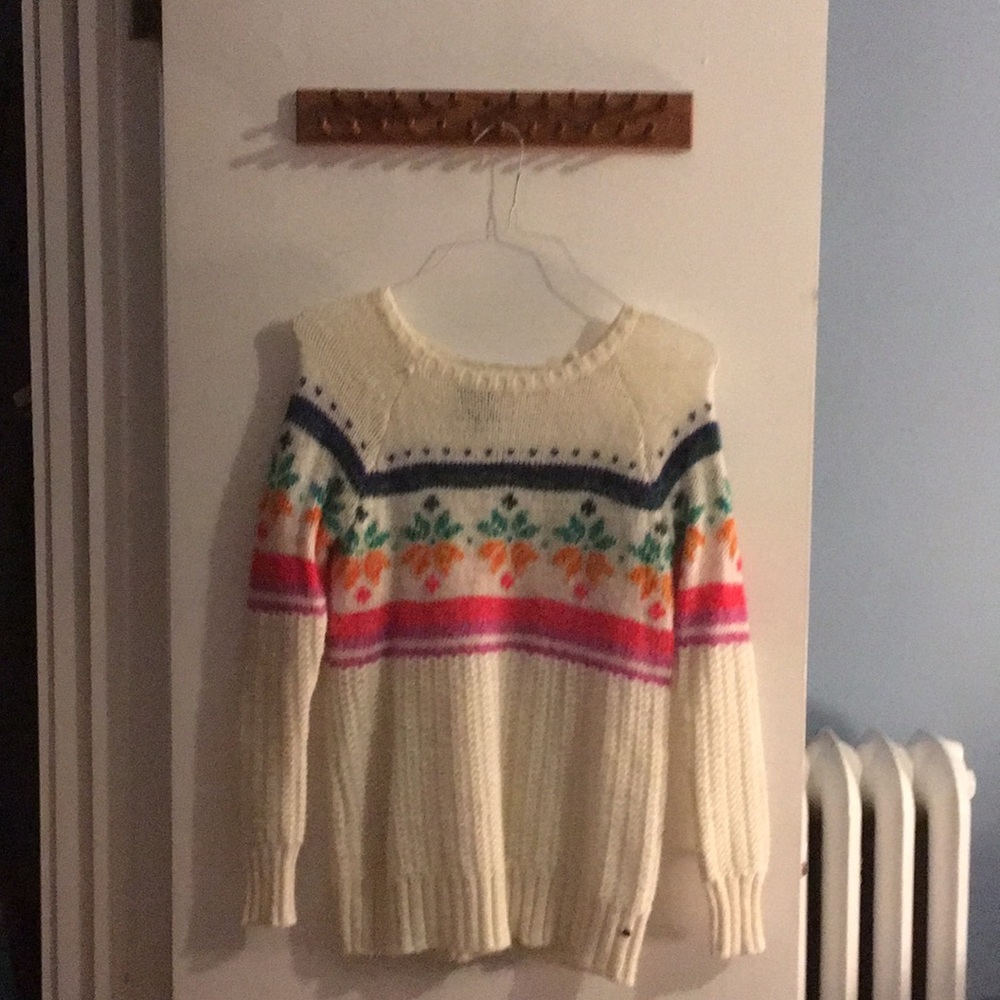 colorful white sweater